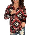 thumbnail image 1 of Moda mujer casual estampado cuello vuelto manga larga otoño blusa pullver tops Pompotops FGAJ21144, 1 of 1