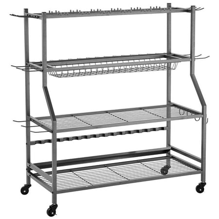 15-Slot Fishing Rod Holder & Organizer - Heavy-Duty Garage Storage Cart with Wheels Portable Design