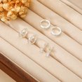 thumbnail image 3 of DORANA 3 Pairs 18K White Gold Plated Double Hoop Earrings for Women CZ Hypoallergenic S925 Sterling Silver Post Stud Earring Set Birthday Graduation Mothers Day Jewelry Gifts Teen Her Wife Mom, 3 of 6