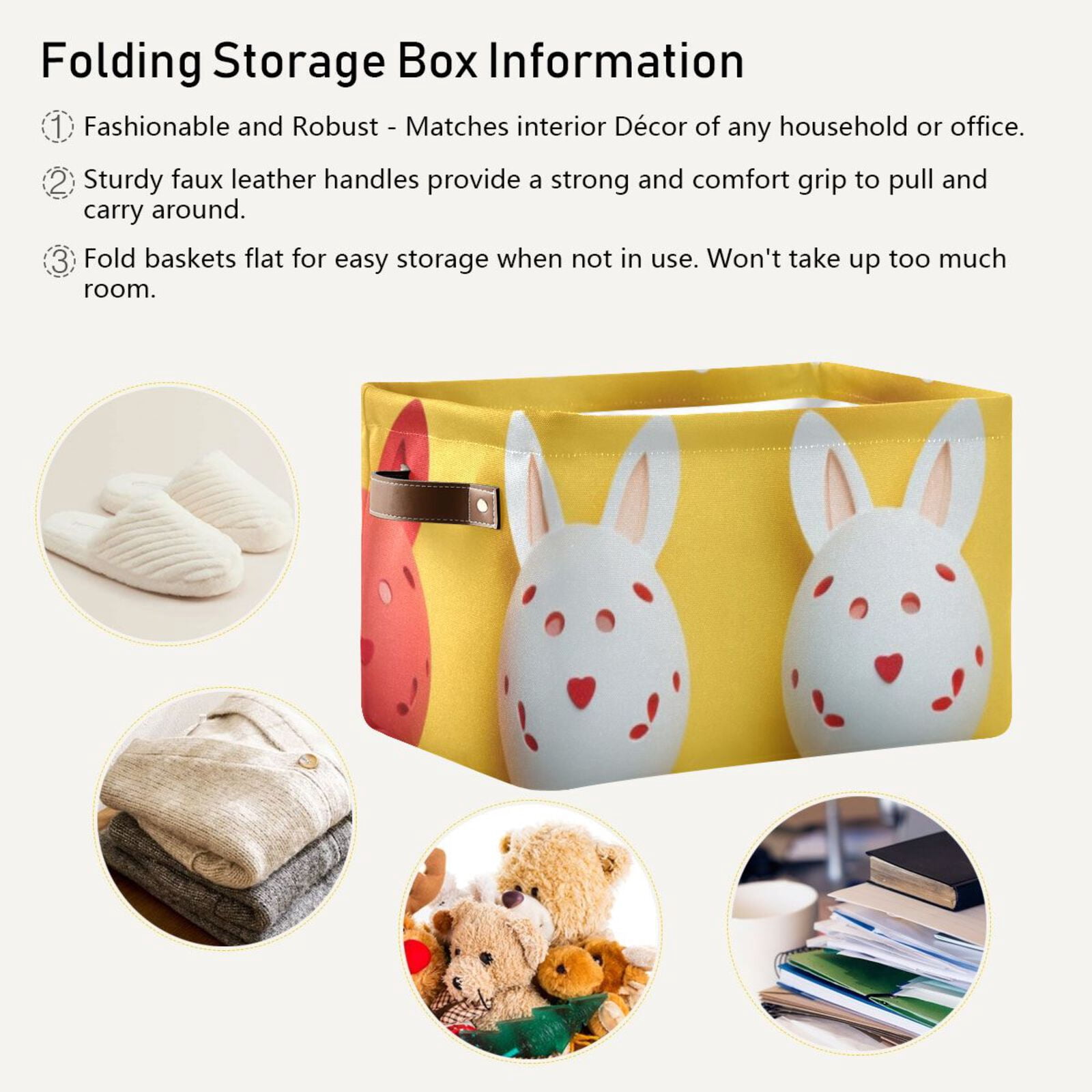 Easter Eggs Rabbit Ear Storage Bins Baskets With Handles Storage Box Clothes Organizer Organization Toys