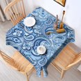 thumbnail image 2 of Blue Paisley Pattern Square Tablecloth,Waterproof Square Table Cover,Wipeable Spillproof Washable Table Cover for Home Kitchen Party Decor 60"x60"(152x152cm), 2 of 6