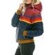 thumbnail image 2 of Womens Rainbow Zip-up Winter Down Casual Striped Hooded Puffer Coat, 2 of 4