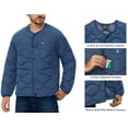 thumbnail image 4 of Little Donkey Andy Men's Quilted Jacket Lightweight Bomber Puffer Jacket Long Sleeve Padded Coat with 6 Pockets Black Blue L, 4 of 7