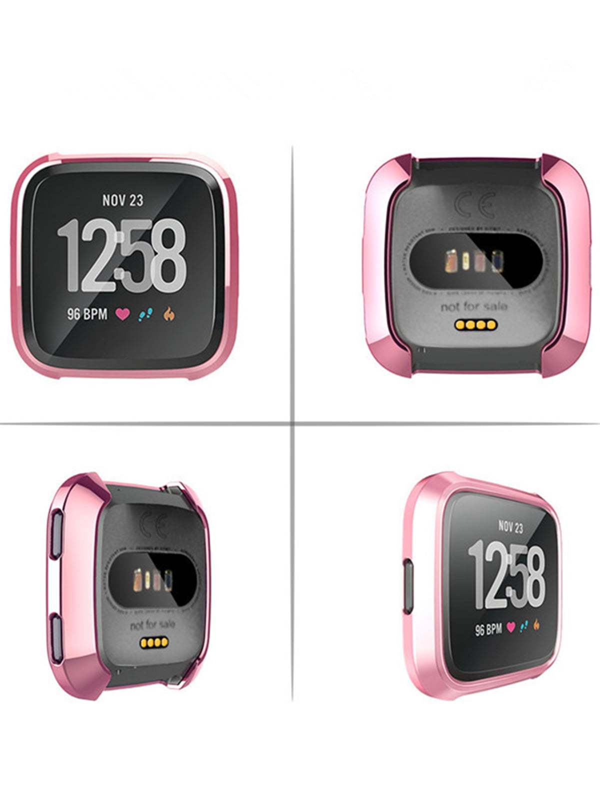 4 Pack Soft TPU Plated Screen Bumper Protective Cover Case for Fitbit Versa 2 Smartwatch Rosegold+Rosepink+Black+Graphite NOT FOR VERSA & VERSA LITE KIMILAR Screen Protector for Fitbit Versa 2 