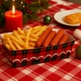 thumbnail image 4 of Christmas Party Plates Paper Serving Tray Food Snack Bowl Disposable Bread Pans Popcorn Cookie Boats Christmas Holiday Tableware, 12 Pcs Red Black Plaid, 4 of 6