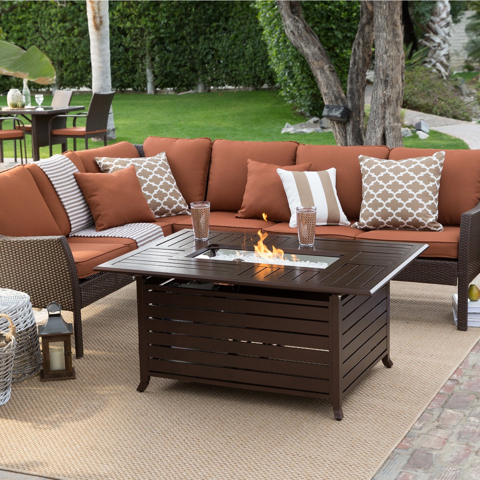 Belham Living Devon All Weather Wicker Fire Pit Conversation Set
