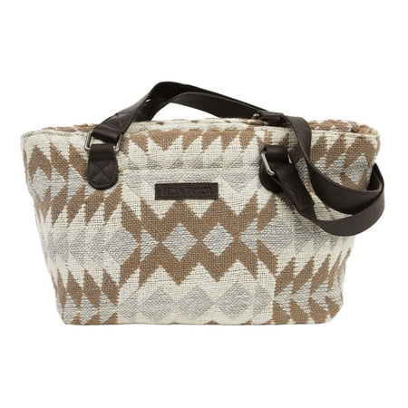 Creme White Southwestern Handbags Romy Mini Tote Cotton Pewter Hardware Textured Geometric