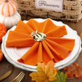 thumbnail image 5 of Thanksgiving Cloth Napkins and Napkin Rings - 12 Sets Pure Cotton Fall Napkins with Pumpkin Napkin Holders for Thanksgiving Table Decorations Dinner Parties Weddings Red+yellow+orange, 5 of 5