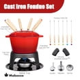 thumbnail image 2 of Juego de ollas para fondue de hierro fundido Mabeeze para queso, chocolate o carne - Olla esmaltada en rojo de 1,6 cuartos - Incluye 6 tenedores para fondue, 2 of 5