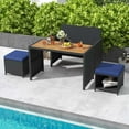thumbnail image 4 of Costway 4 PCS Outdoor Dining Set, Rattan Loveseat Chair & 2 Ottomans Blue, 4 of 10