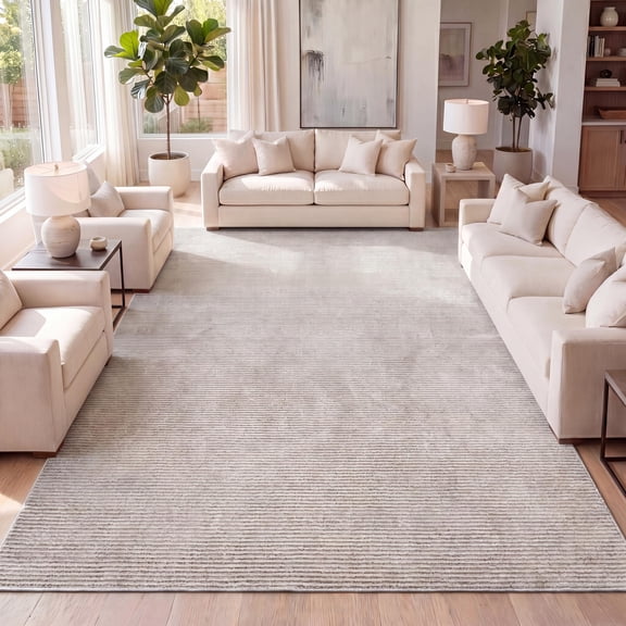 JONATHAN Y CARMEL 8 x 10 Area Rug, Cole Minimalist Pinstripe - Cream/Silver, CAR101A-8