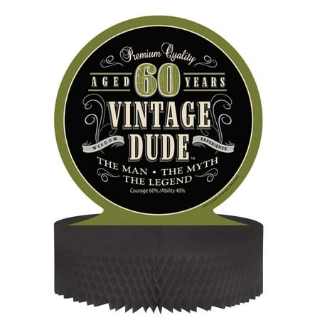 Access Vintage Dude 60th Birthday Honeycomb Centerpiece, 1 Ct