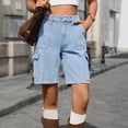 thumbnail image 4 of Shrysg Jean Shorts for Women Trendy Summer High Waisted Denim Cargo Pants Multiple Pockets Work Pants Pocket Jeans Pants Five Pant, 4 of 6