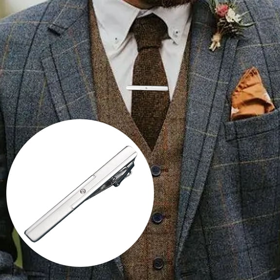FXMLRLK Tie Clips for Men, Tie Clip, Tie Bar, Tie Bars for Men, Silver Tie Tack Pins Unique, Mens Lapel Pins for Suits Shirts, Neck Tie Clasps(1-Pack)