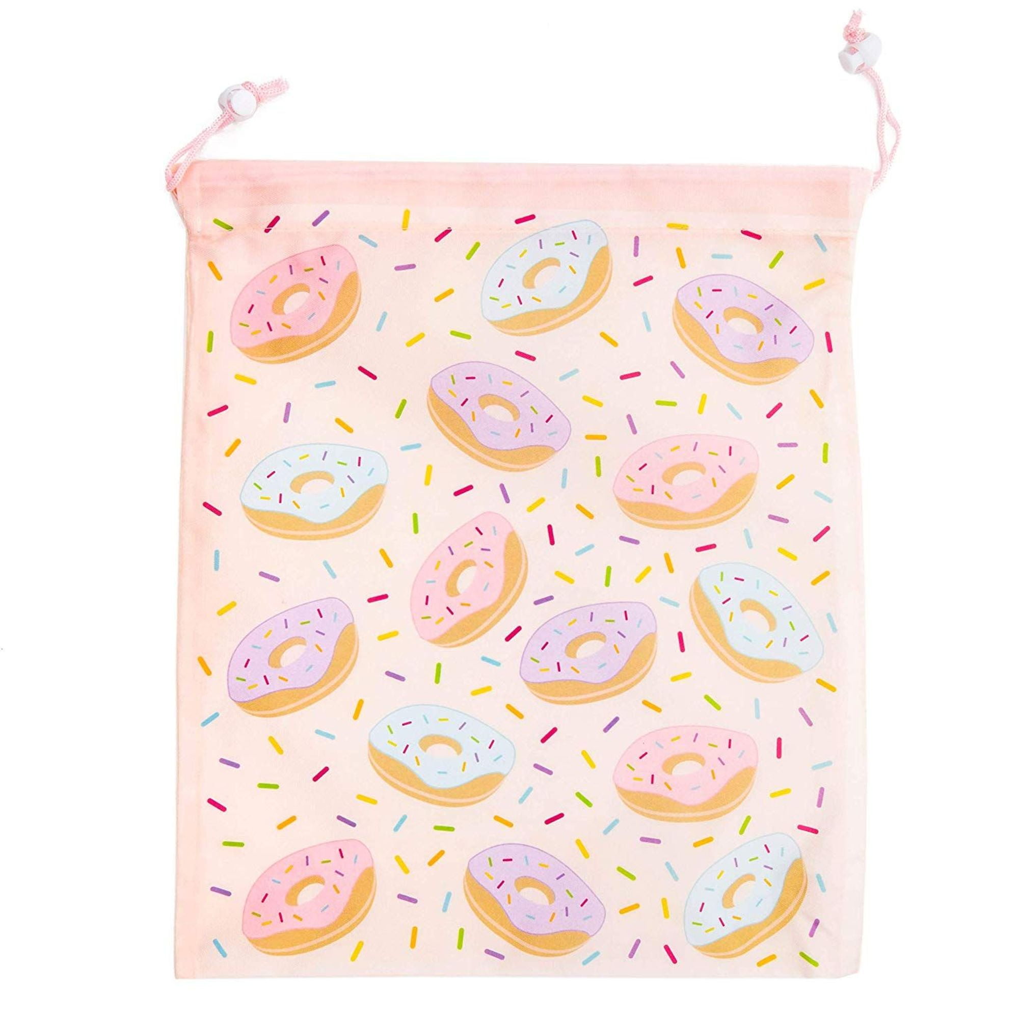 12 Pack Donut Kids Party Favor Bags, Drawstring Gift Package Goodie