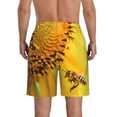 thumbnail image 3 of Bixox Men's Honey Bee Pollinating Sunflower printing Casual Classic Fit Short Summer Beach Shorts, 3 of 6