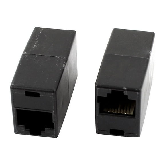 2Pcs RJ45 CAT5 Network Splitter Cable Adapter Extender Coupler Black