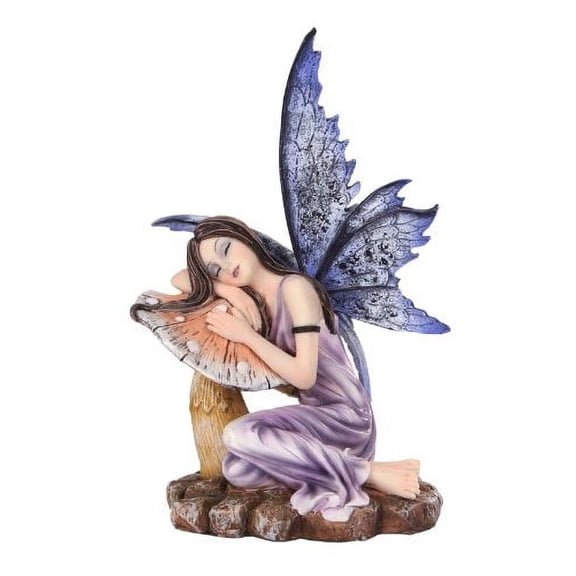 5.25 Inch Fairyland Purple Fairy Sleeping on Mushroom Statue Figurine