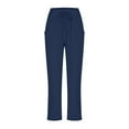 thumbnail image 4 of gbyLJF Women's High Waist Linen Blend Taper Leg Comfy Beach Crop Pants Solid Color Plus Size Slacks with Pockets Blue 5XL, 4 of 6