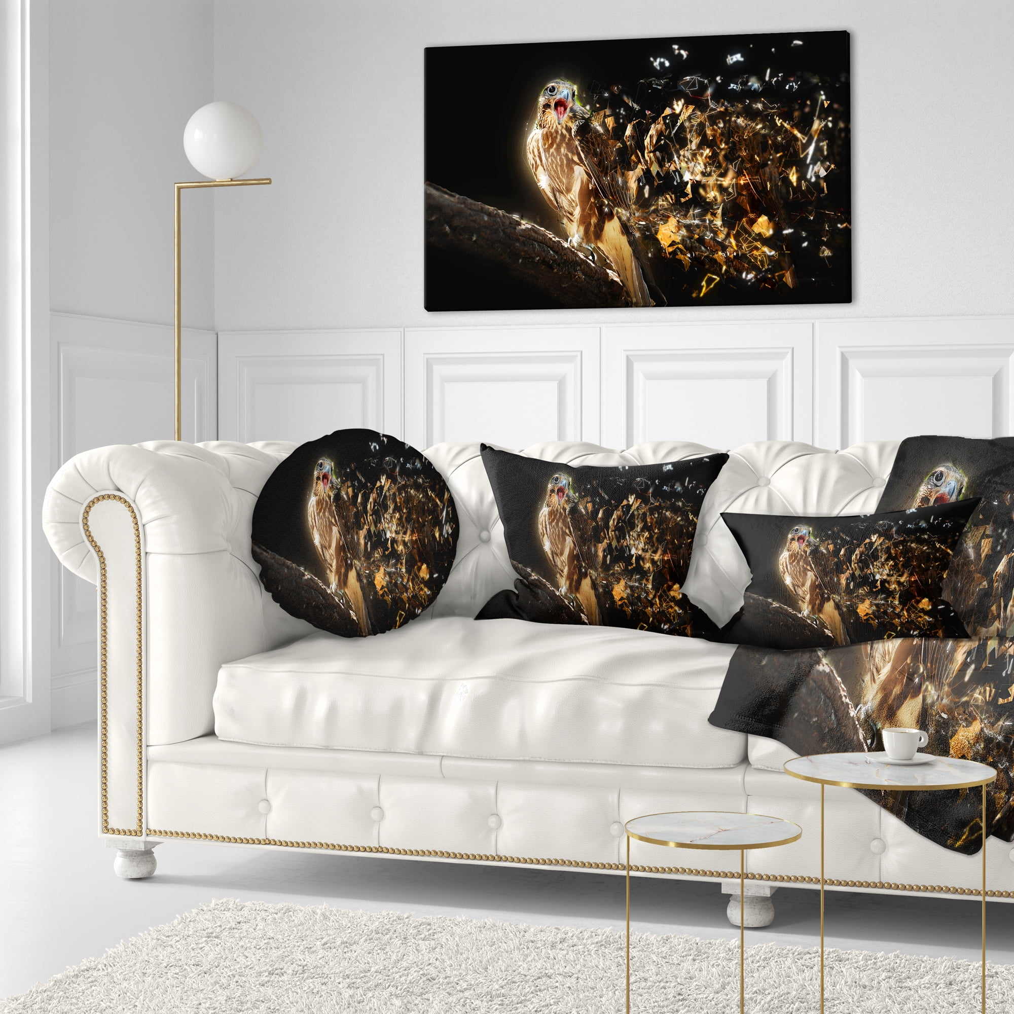Designart Falcon with Open Beak - Animal Throw Pillow - 12x20