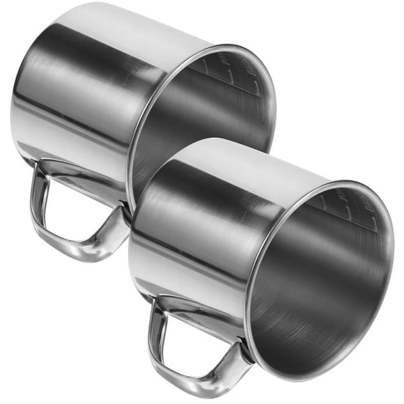 EXHUMKY 2Pcs Kitchen Measuring Cups Silver Stainless Steel Cup Shape 3.93x3.14x2.75in