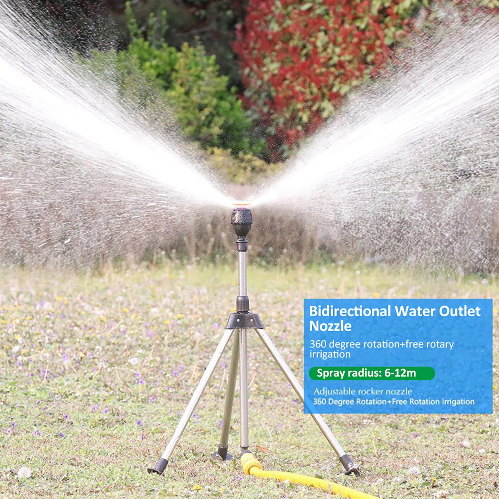 Suodoka Tripod Sprinklers for Yard Rotating 360 Degree Large Area Coverage Telescopic Support Adjustable Garden Water Sprinkler US Thread 37.02 inches / 94 cm