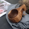 thumbnail image 4 of Taza de madera de estilo nórdico para té, café, leche o vino. Hecha a mano y decorativa. Patrón Marrón Oscuro, 4 of 9