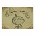 thumbnail image 1 of Inspirational Cutting Board, Retro Globe Earth World with Adventure Words Boho Style Graphic, Decorative Tempered Glass Cutting and Serving Board, Small Size, Sand Brown Black, by Ambesonne, 1 of 1