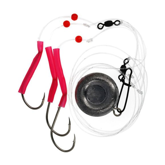 Eagle Claw QL1043-2FLP Laser Striped Bass Rig, Pink Tubing, 2oz Tidal Weight