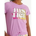 thumbnail image 3 of Justice Girl's Everyday Faves Short Sleeve Knot Front T-Shirt,Sizes XS-XLP, 3 of 4