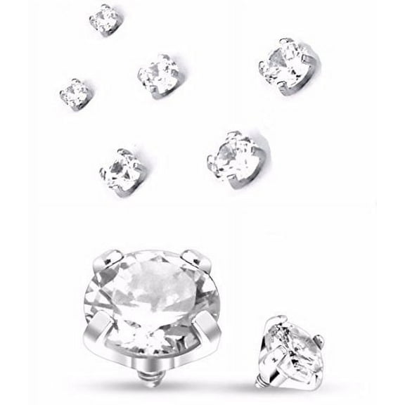 Round Prong Set 316L Surgical Steel Dermal Anchor Top Assorted Package Set of 6