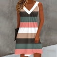thumbnail image 2 of gakvbuo Summer Tank Dress For Women Mini Dress Pleated V-Neck Sleeveless Sundress T-Shirt A-Line Dress Beach Short Dress, 2 of 6