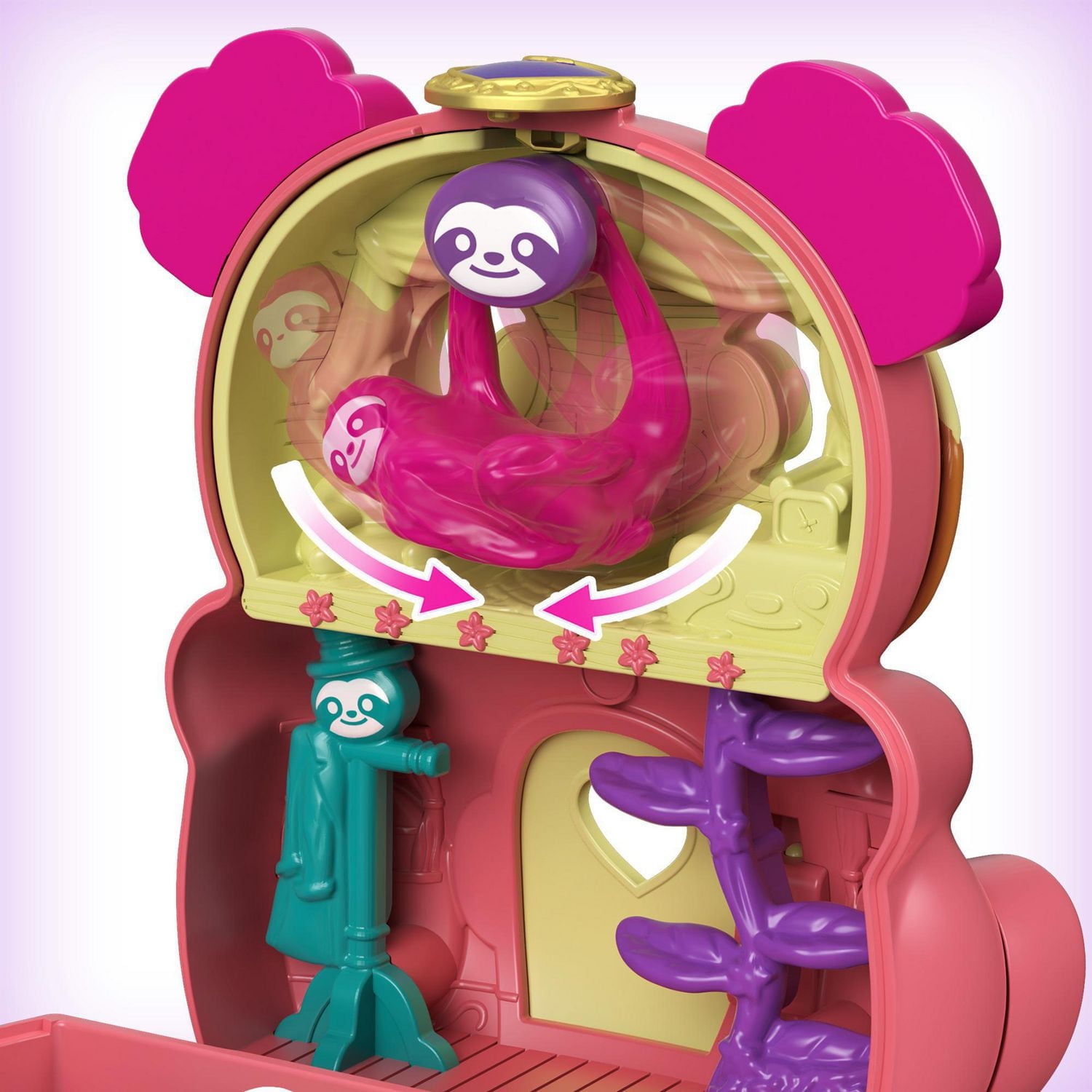 Coffret Transformable Paresseux de Polly Pocket, Se Retourne pour une Double Surface de Jeu