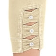 thumbnail image 3 of Collections Etc Elastic Waist Pull-on Denim Capri Jean Pants with Decorative Button Detail, 3 of 4
