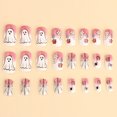 thumbnail image 3 of Halloween Nail Art, 24 Pcs Halloween Press On Nails Medium, White Gradient Ghost Flower Spider Web Fake Nails with Festive Spooky Design, Reusable False Nail Tips for Women, DIY Party Manicure Set, 3 of 5