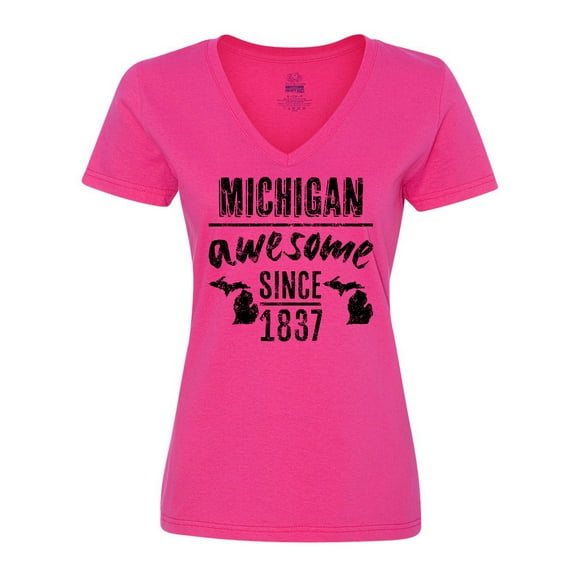 Inktastic Michigan Awesome Since 1837 Women's V-Neck T-Shirt
