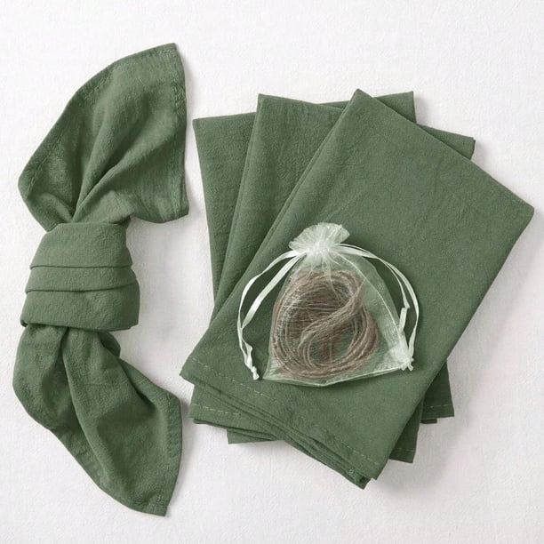 KAKOWELY 12 servilletas de algodón para la cena: 40 cm, lavables, reutilizables, suaves, de color verde oliva natural, para bodas, fiestas, restaurantes y uso doméstico.