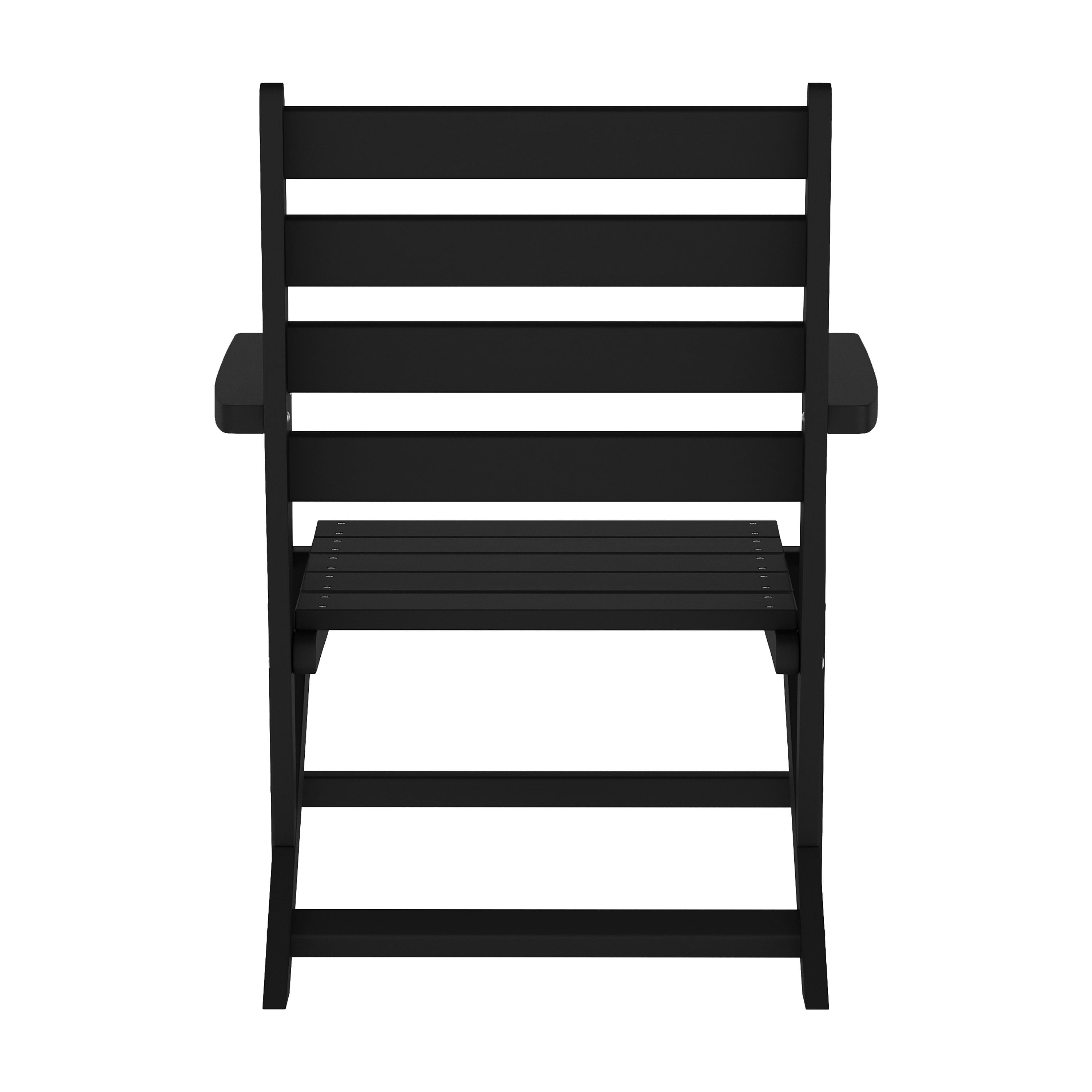 Emma + Oliver Adirondack Dining Chair with Fold Out Cup Holder, Weather Resistant Recycled HDPE Adirondack Chair in Black