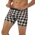 thumbnail image 3 of Picia Black Plaid Heart Pattern Men's Athletic Long Leg Briefs , Performance Stretch Underwear，Moisture-Wicking, 3 of 7