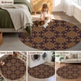 thumbnail image 5 of Round Rugs 6Ft, Dark Brown Round Area Rug Washable Indoor Throw Carpet, Vintage Abstract Flowers Pattern Soft Non Slip Circle Rug for Office Cabinet Home Decor Aesthetic, 5 of 8