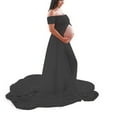thumbnail image 2 of Walbest Maternity Dress for Photography Off Shoulder Chiffon Front Split Long Maxi Pregnant Dress for Photoshoot, 2 of 7