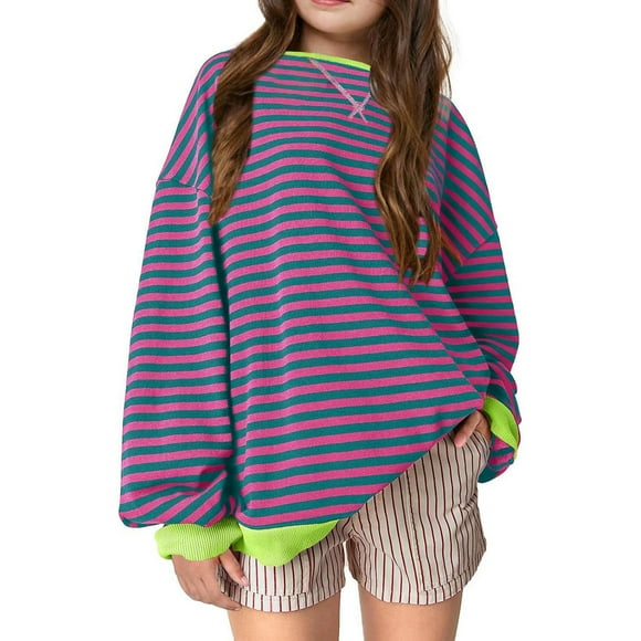 2025 Girls Hoodies & Sweatshirts Kids Pullover Striped Fleece Jackets For Boys Color Block Crew Neck Boys Youth Hoodies Long Sleeve Shirt Casual Zip Up Hoodie Loose Sweatshirt Classic