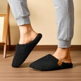 thumbnail image 3 of Slippers for Women Indoor Nonslip Flat Slip on Shoes Fuzzy Warm Winter Casual Lightweight Bedroom House Slides Black Size 6.5, 3 of 7