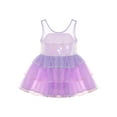 thumbnail image 2 of Eandarui Kids Girls Gymnastics Leotard Dress Sequin Shiny Ballet Ruffled Tulle Skirts Princess Party Lavender 4, 2 of 7