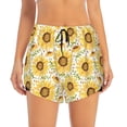 thumbnail image 2 of Balery Watercolor With Sunflowers Pattern Women's Running Shorts with Liner 2 Pockets Elastic Workout Athletic Gym Yoga Shorts-Small, 2 of 7