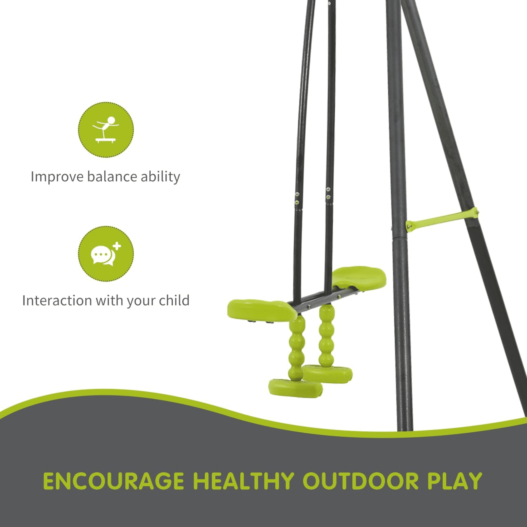 Leumius 3-in-1 Swing Set for Backyard with Stand,Swing Heavy Duty 440lbs Metal Outdoor Swing Stand for Playground, Backyard Playset,Green