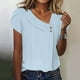 thumbnail image 2 of Camiseta de mujer de color liso con cuello en V, botones y mangas con flores, manga corta, 2 of 5