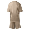 thumbnail image 5 of Men's Spring Summer 2-Piece Tracksuit, Short Sleeve Polo Shirt and Shorts, Casual Sport Suit For Hot Weather Outdoor Activities,Beige,3XL, 5 of 7