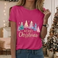 thumbnail image 2 of UngA Women Christmas Shirt Merry and Bright Christmas Shirt Xmas Tree Graphic Holiday Tee Tops Christmas T Shirts for Women Hot Pink,XL, 2 of 6