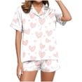 thumbnail image 4 of Taylonsss Womens Printed Short Sleeve Pajama Set Button-Down Collar Matching Top and Bottoms Casual Sleepwear Loungewear, 4 of 7